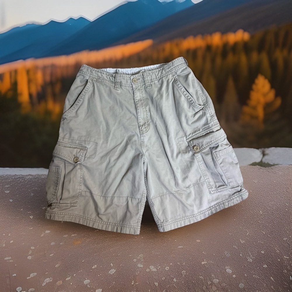 De.coded Mens Cargo Shorts Beige Size 34 Y2K Skater Chunky Grunge Punk Baggy